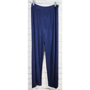Blue Liquid Knit Elastic Waist Pull On Pants Medium Lightweight Flowy Stretchy